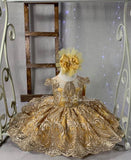 Amelia High-Low Dress (Yellow & Gold)