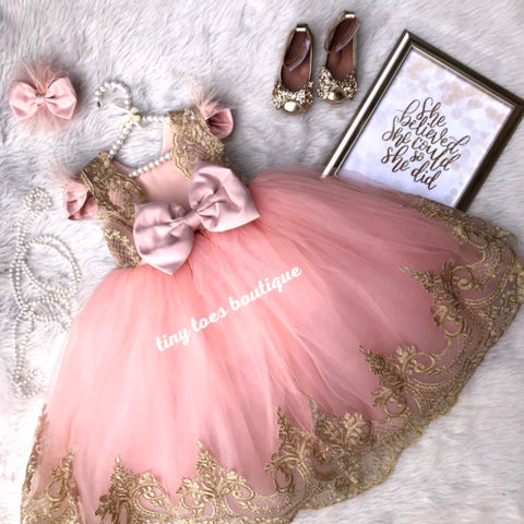 Leelah Dress (Pink & Gold)
