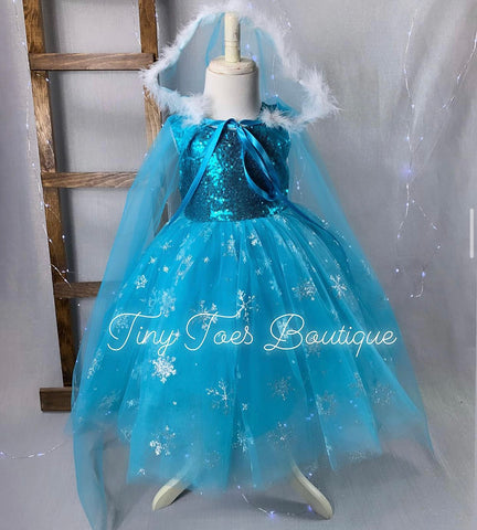 Frozen 2 inspired Snow Toddler Princess Costume Trailing Elsa Dress for  Girls | eBay